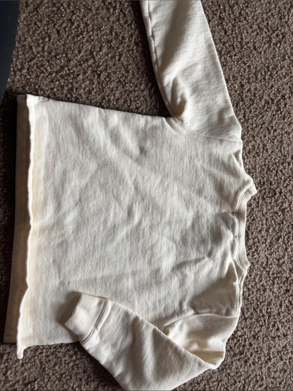 B41 Y2K 5t Ralph Lauren Cream Long Sleeve Sweatshirt with American Flag Patch